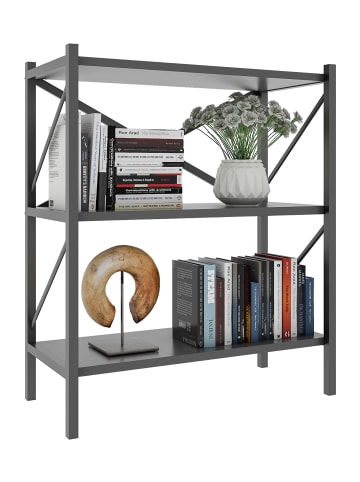 VCM Holz Metall Stand Regal Büro Bücher Insasi 2fach in Anthrazit