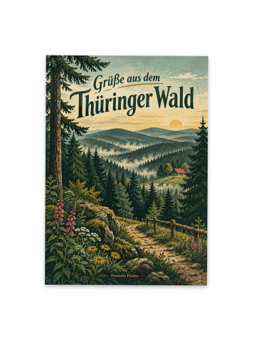 Postkarte Wald idyllisch Design mit Spruch in Weiß