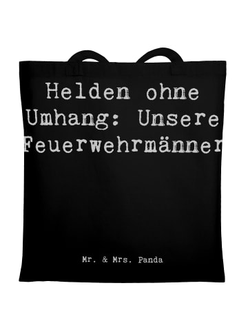 Mr. & Mrs. Panda Stofftasche Spruch Feuerwehrmann Helden mit Spruch in Schwarz