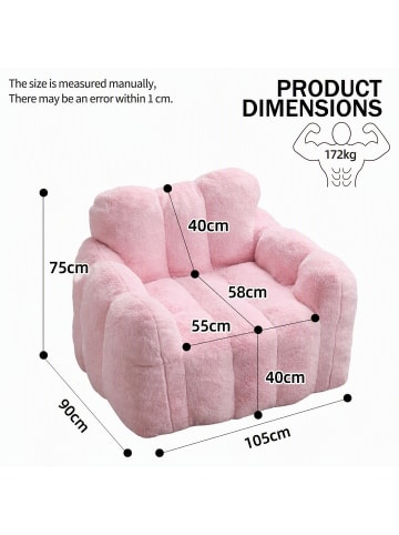 ABRIHOME Sitzsack in Rosa ohne Montage für Erwachsene