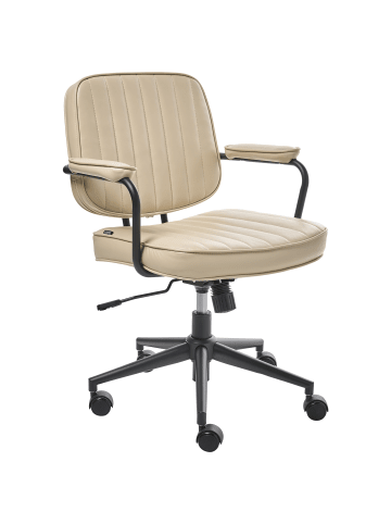 Beliani Bürostuhl BERNE in Beige/Silber/Schwarz - (W) 60 x (H) 80 x (L) 60 cm