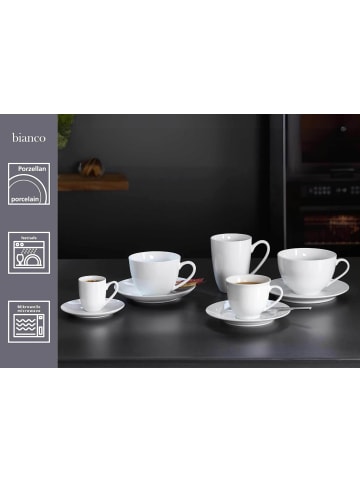 Ritzenhoff & Breker 6er Set Kaffeetassen mit Untertassen Bianco Rondo 180 ml weiß in weiß