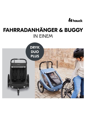 Hauck 2in1 Fahrradanhänger Sparset Dryk Duo Plus in schwarz,grau