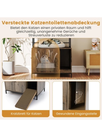 COSTWAY Katzenschrank für Katzentoilette 78 x 51 x 137 cm in Taupe