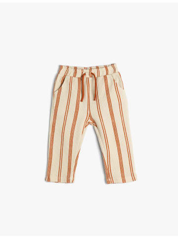 KOTON Sweat Bottoms in Ekru Gestreift