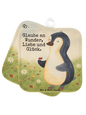 Mr. & Mrs. Panda Topflappen Pinguin Marienkäfer Design mit Spruch in Weiß