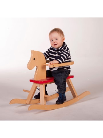 roba Mitwachsendes Schaukelpferd aus Holz natur/rot – mit Schutzring