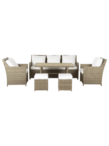 Beliani 6-tlg Gartentisch Set FONTI in Weiß/Braun