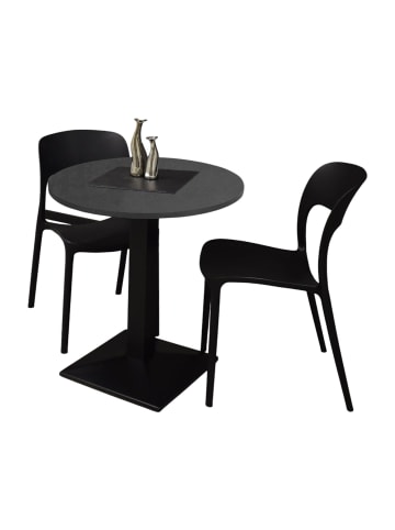 58 aufm Kessel BISTROTISCH rund Elanur 70 cm schwarz matt/graphit