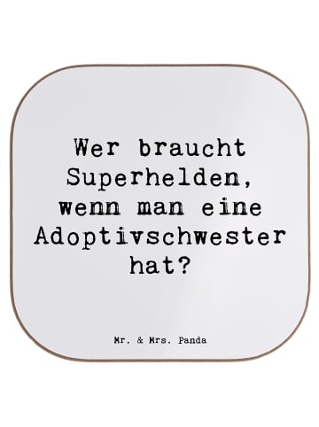 Mr. & Mrs. Panda Untersetzer Adoptivschwester Heldin mit Spruch in Weiß
