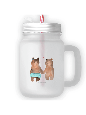 Mr. & Mrs. Panda Trinkglas Mason Jar Bär Freundin ohne Spruch in Transparent