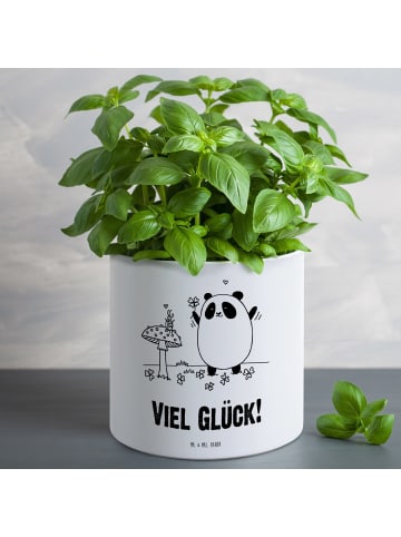 Mr. & Mrs. Panda Pflanzkübel Panda Glück mit Spruch in Weiß