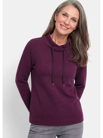 GOLDNER Langarm Viskose-Pullover, Stehbund in aubergine