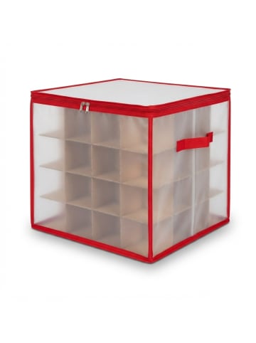 relaxdays Weihnachtskugel-Aufbewahrungsbox in Transparent/ Rot - (B)36 x (H)36 x (T)36 cm