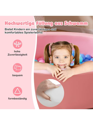 COSTWAY Bällebad Φ105 x 24 cm Bällepool mit 200 Bällen in Rosa