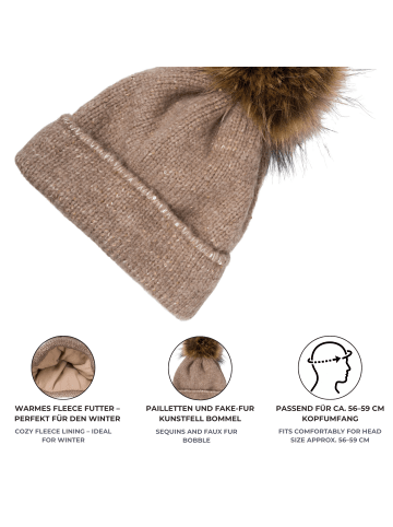 styleBREAKER Bommelmütze in Flieder