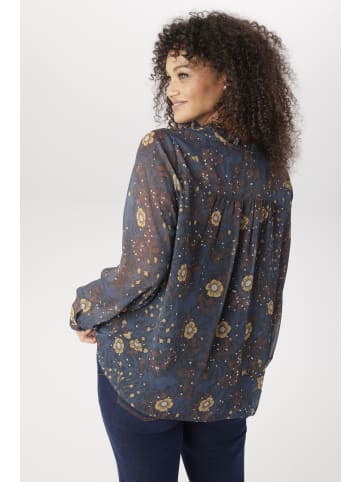 Aniston PLUS Schlupfbluse in blau-braun-camel-weiß