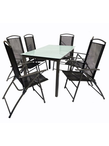 VCM  5-tlg Sitzgruppe Gartenmöbel Tisch Stühle Set 140M in Schwarz