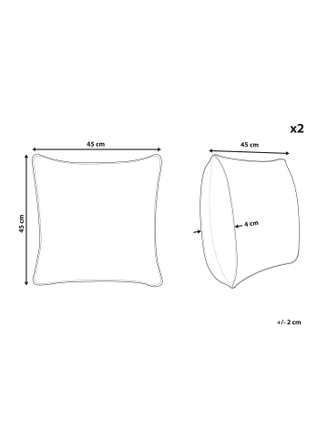 Beliani 2er-Set Dekokissen BRACKEN in Weiß/Bunt