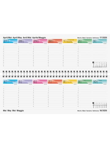 BRUNNEN Querkalender 771 Dataline 29,7x10,5cm 1 Woche/Seite Karton-Einband 4-farbig 2026