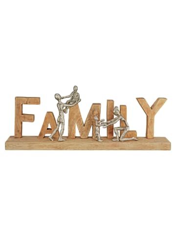 GMD Living Holz Deko "FAMILY" in Natur / Silber