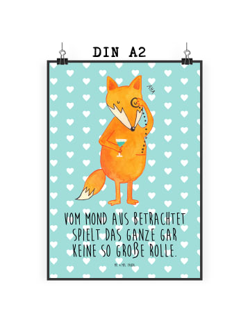 Mr. & Mrs. Panda Poster Fuchs Lord mit Spruch in Türkis Pastell