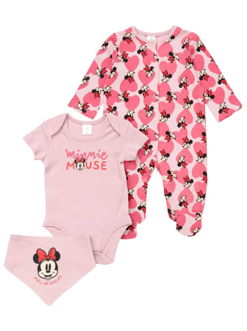 Disney 3tlg Set Strampler + Body + Lätzchen Disney in rosa