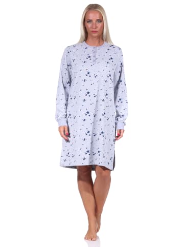 NORMANN Frottee Nachthemd Bündchen Sterne - 69851 in Grau