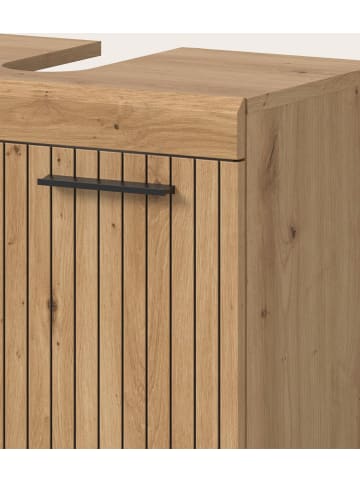 Inn.Furn Badmöbel-Set in Eiche Artisan 60 cm 2-teilig, Badschränke mit Rillen-Optik