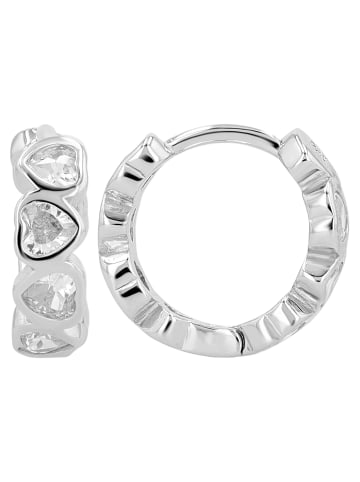 Adeliás Damen Ohrringe – Herz aus 925 Silber mit Zirkonia in silber