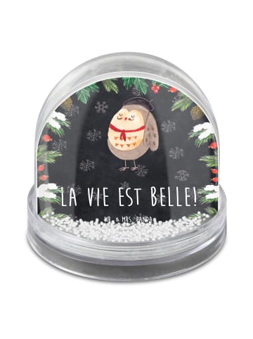 Mr. & Mrs. Panda Schneekugel Eule Frankreich mit Spruch in Kreidetafel