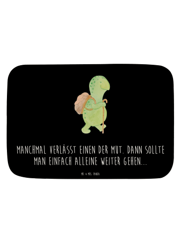 Mr. & Mrs. Panda Badematte Schildkröte Wanderer mit Spruch in Schwarz