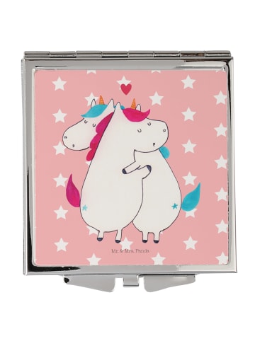 Mr. & Mrs. Panda Kosmetikspiegel Einhorn Mitteilung ohne Spruch in Rot Pastell