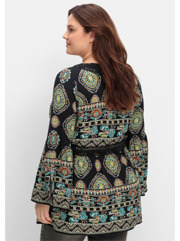 sheego by Joe Browns Longbluse in schwarz-gemustert