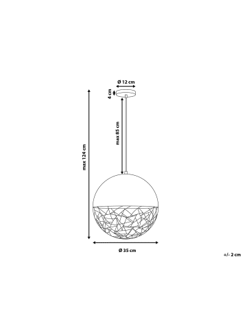 Beliani Pendelleuchten PADMA in Schwarz/Kupfer - (W) 35 x (H) 124 x (L) 35 cm