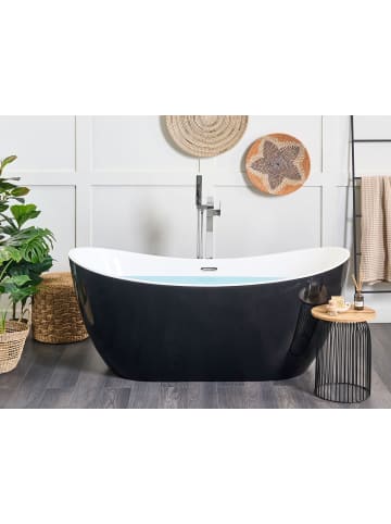 Beliani Freistehende Badewannen ANTIGUA in Schwarz/Weiß/Silber