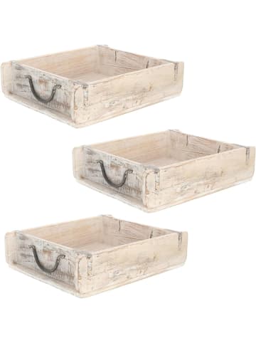 Novaliv Novaliv 3x Holzkiste Vintage Weiß 30 x 25 x 8 cm Alte Ziegelform Holz in Weiß