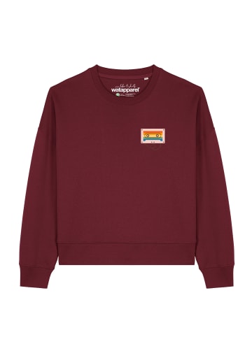 wat? Apparel Sweatshirt Rainbow Cassette in Weinrot