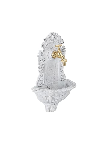 relaxdays Wandbrunnen in Weiß - (B)24,5x (H)40 x (T)13 cm