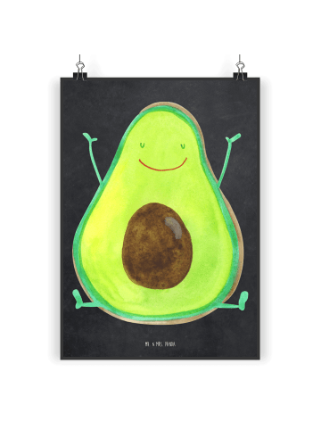 Mr. & Mrs. Panda Poster Avocado Glücklich ohne Spruch in Kreidetafel