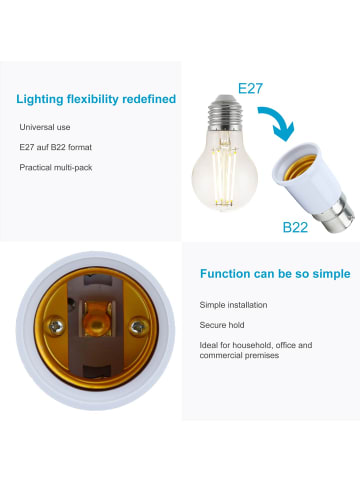 Intirilife 4er Set Lampenadapter G9 auf E14 in WEISS
