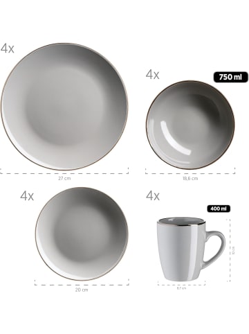 Mäser Kombiservice, Steinzeug METALLIC RIM in Grau