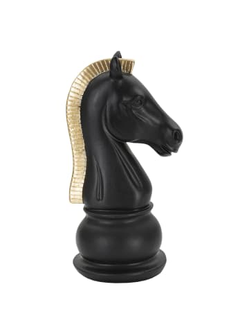 Mauro Ferretti Schachpferd aus schwarzem und goldenem Kunstharz, Ø 10,5 x 8,5 x 19 cm