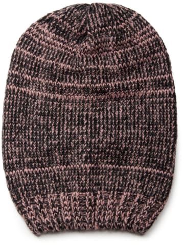 styleBREAKER Strick Loop und Beanie Set in Schwarz-Rosa