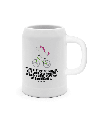 Mr. & Mrs. Panda Krug Einhorn Radfahrer mit Spruch in Weiß