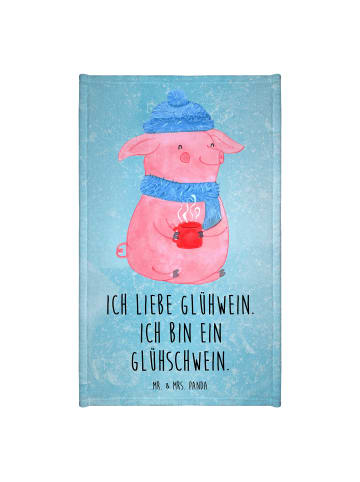Mr. & Mrs. Panda Gästehandtücher Schwein Glühwein mit Spruch in Eisblau