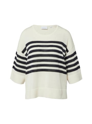 comma Strickshirt in ecru schwarz - 0001