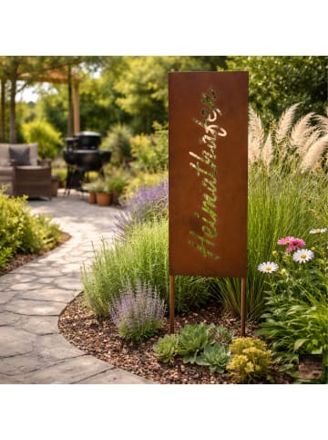 relaxdays Edelrost-Gartendeko "Heimathafen" in Braun - 85 x 28 cm
