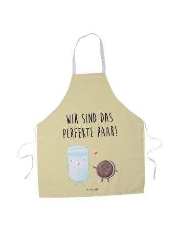 Mr. & Mrs. Panda Küchenschürze Milch Keks mit Spruch in Gelb Pastell