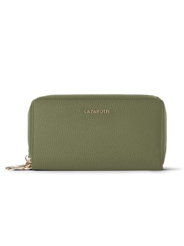Lazarotti Bologna Leather XL Double Zip-Around Geldbörse RFID Leder 20 cm olive